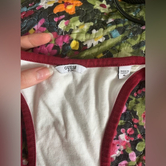 GUESS Women's Cotton White and Red Racerback Tank Top - Picture 2 of 5